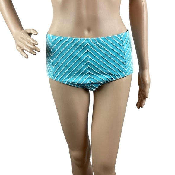 Betsey Johnson Allure Stripe High Waist Bikini Size M Blue - Picture 3 of 9